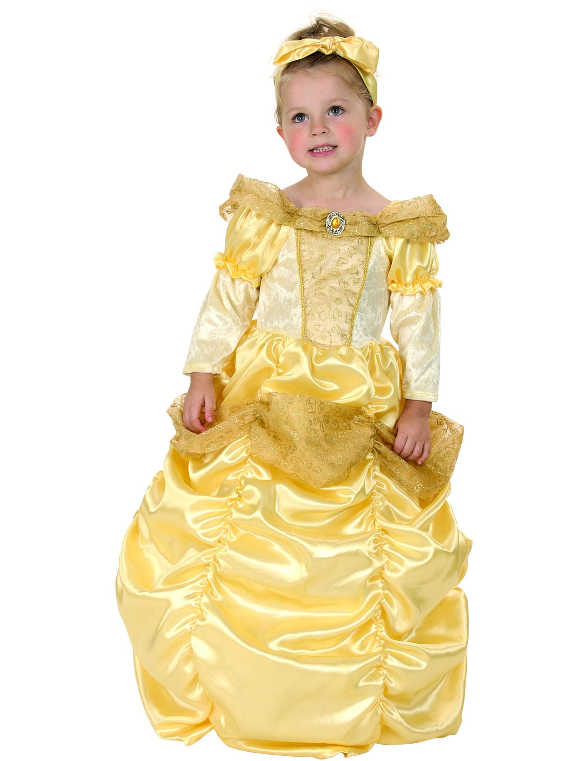 Déguisement de princesse dorée pour fille jaune avec serre-tête assorti