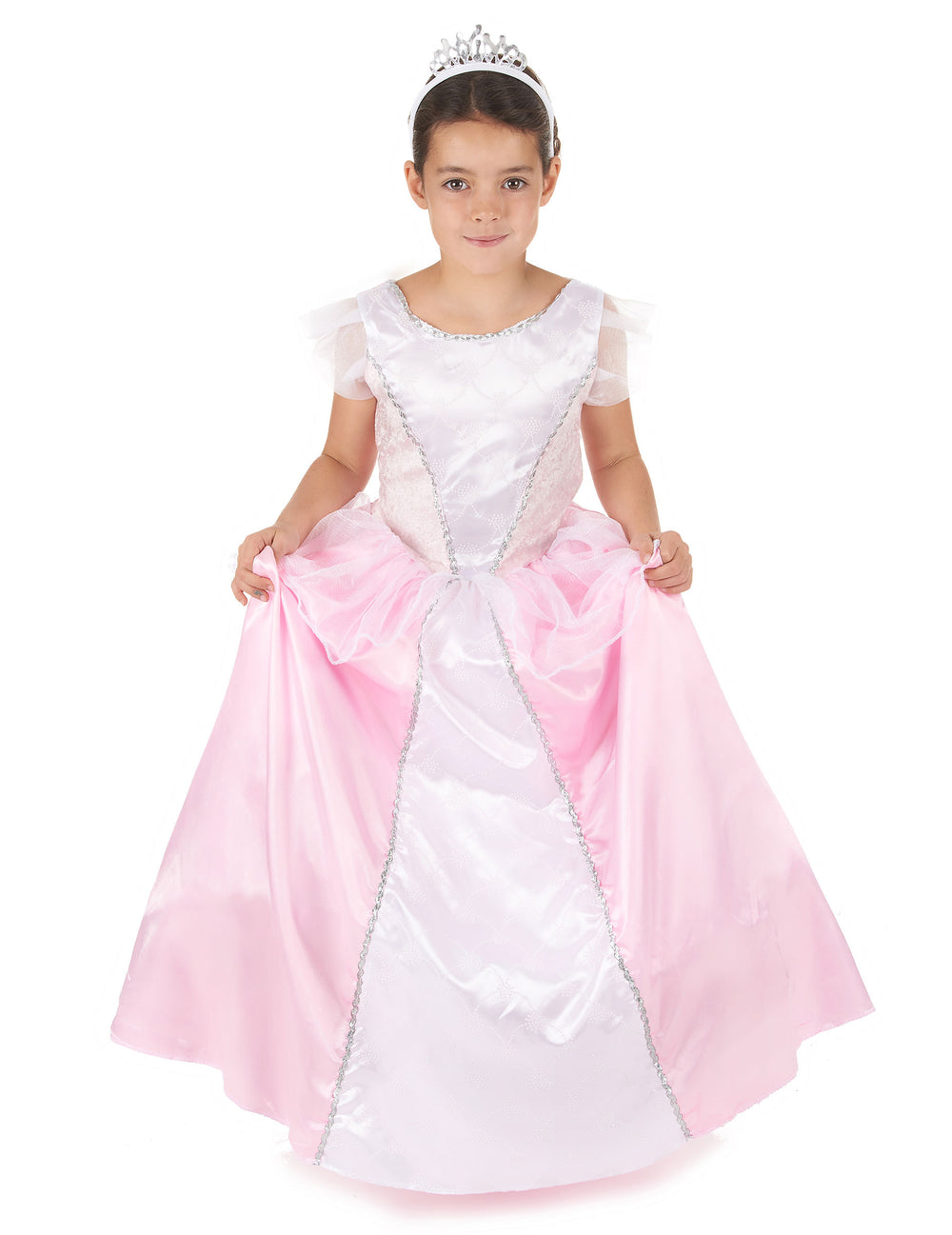 Déguisement de princesse pour fille rose et blanc avec diadème