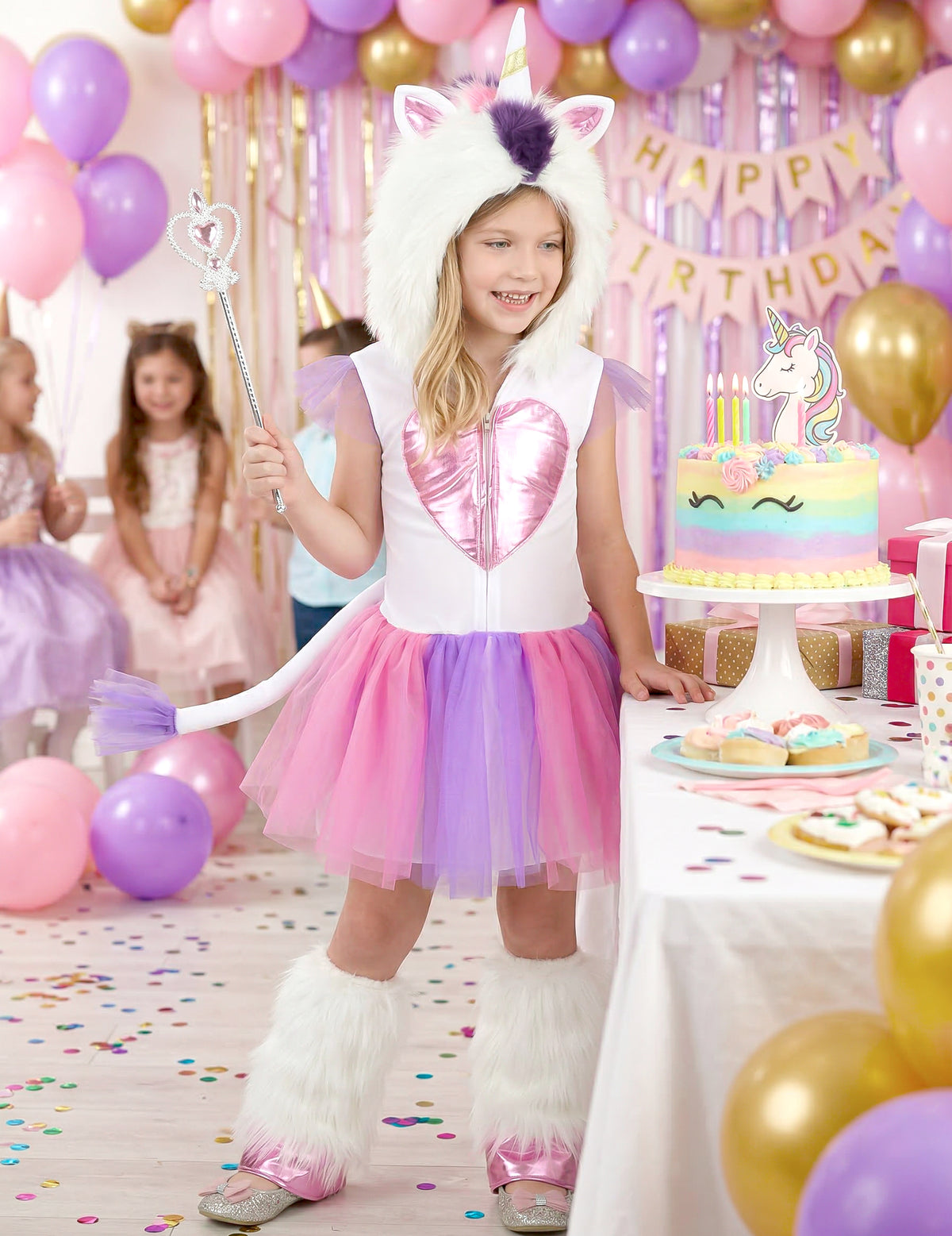 Mise en situation festive du déguisement Princesse Licorne