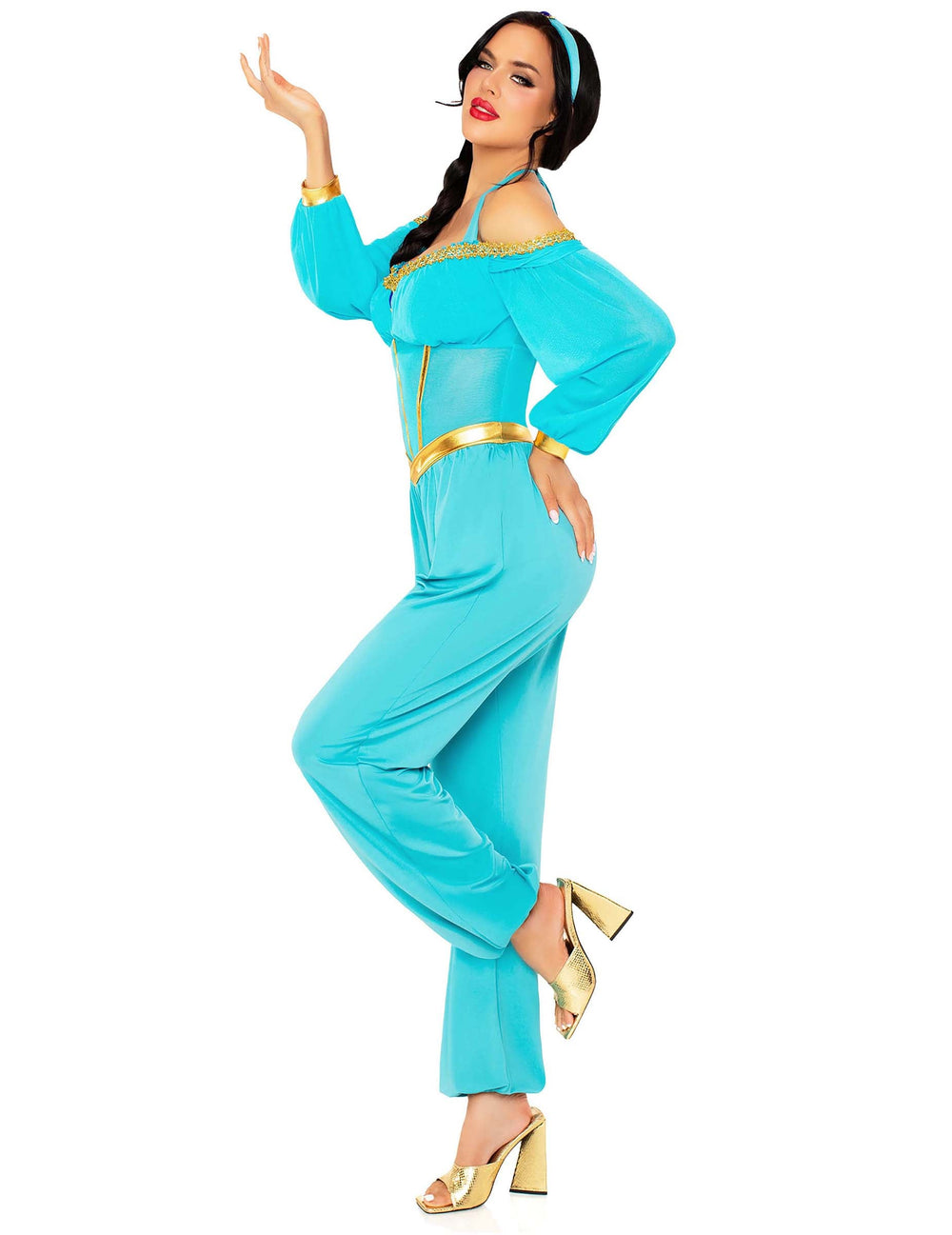 Vue de profil du déguisement princesse orientale pour femme