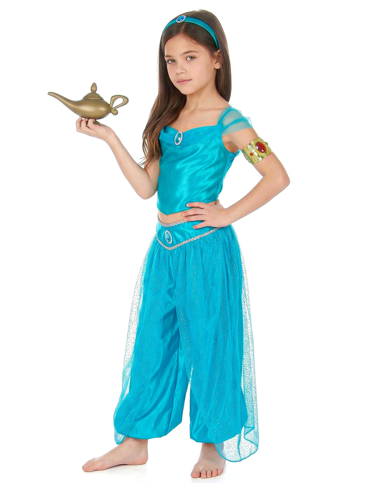 Vue de profil du déguisement de princesse orientale pour fille