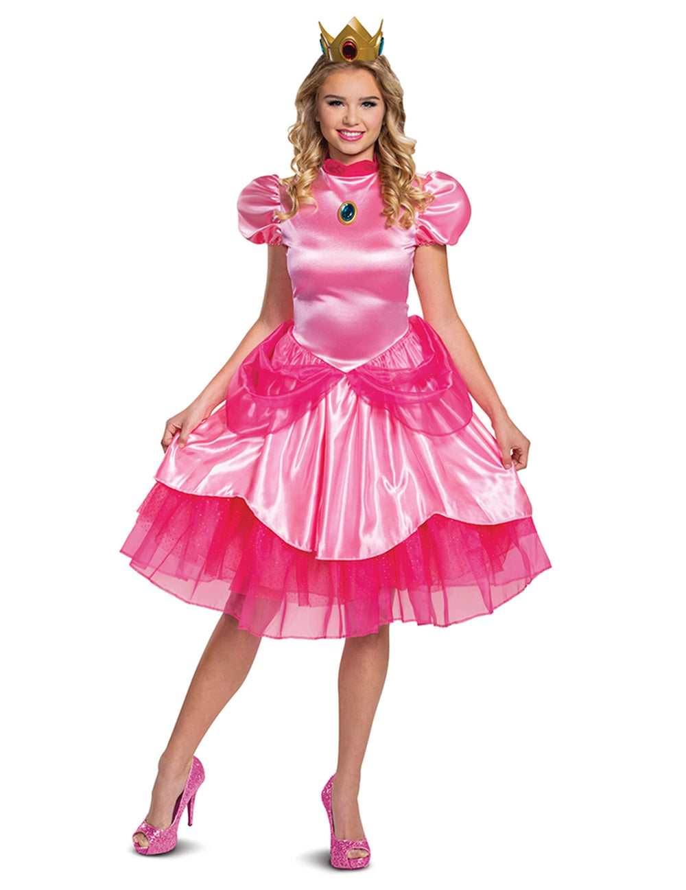 Déguisement Princesse Peach Nintendo Deluxe pour femme rose avec couronne