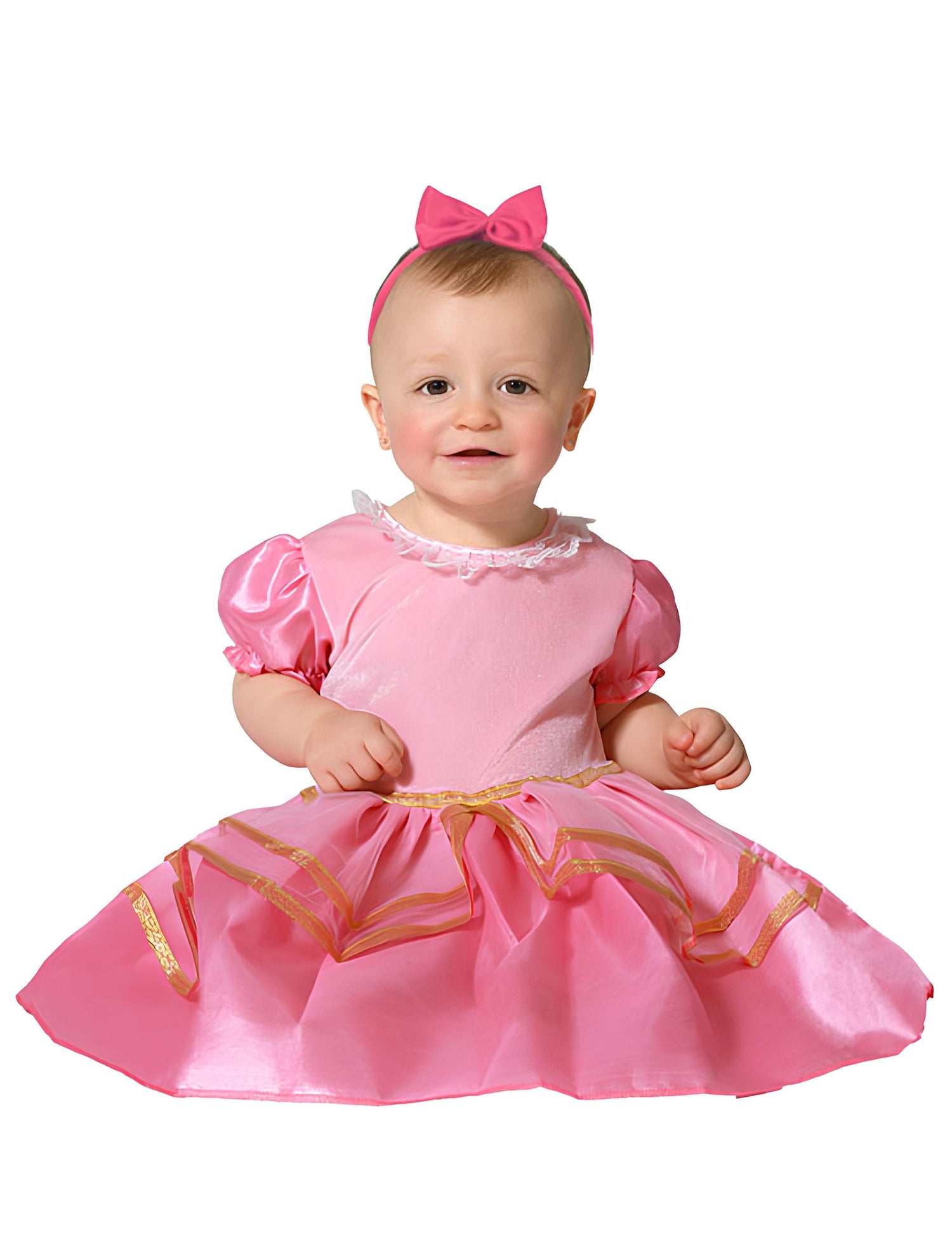 Déguisement de princesse pour bébé rose avec bandeau à nœud