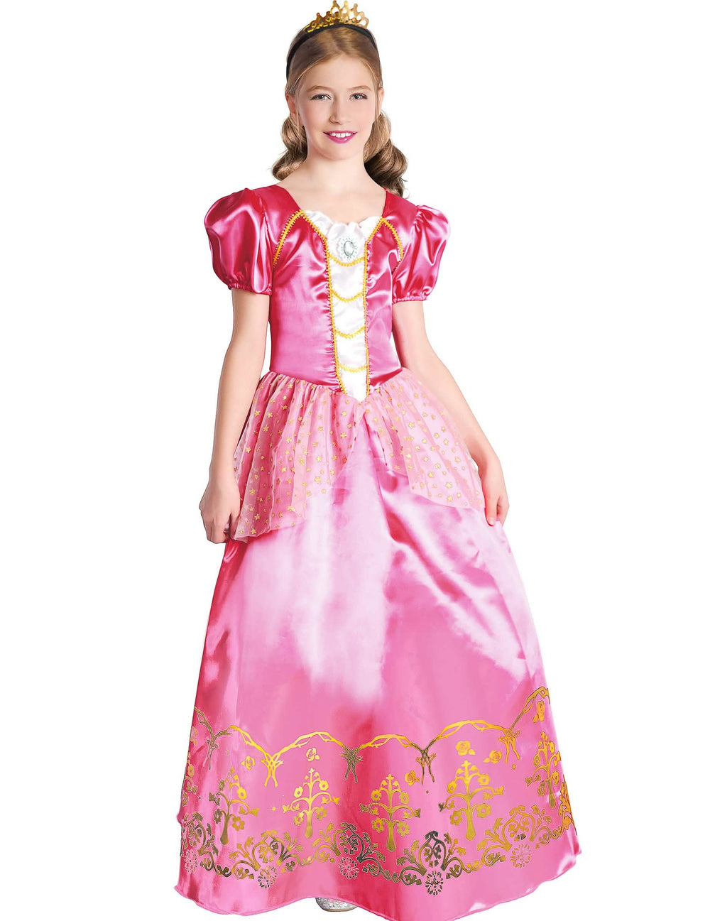 Princeskin kostum za dekle roza z zlata tiaro