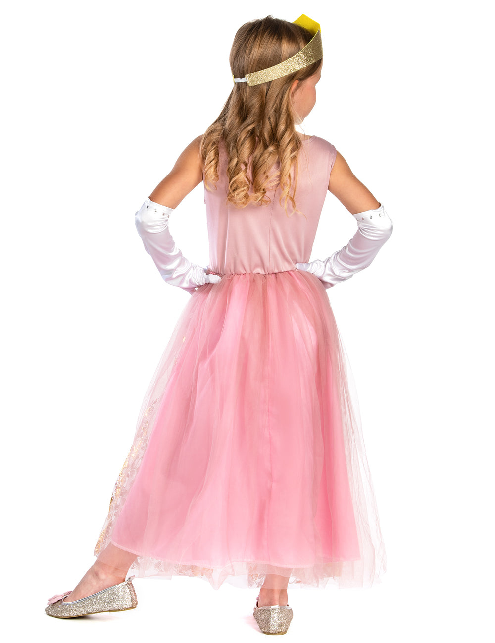 Vue de dos du déguisement de princesse pour fille rose gold