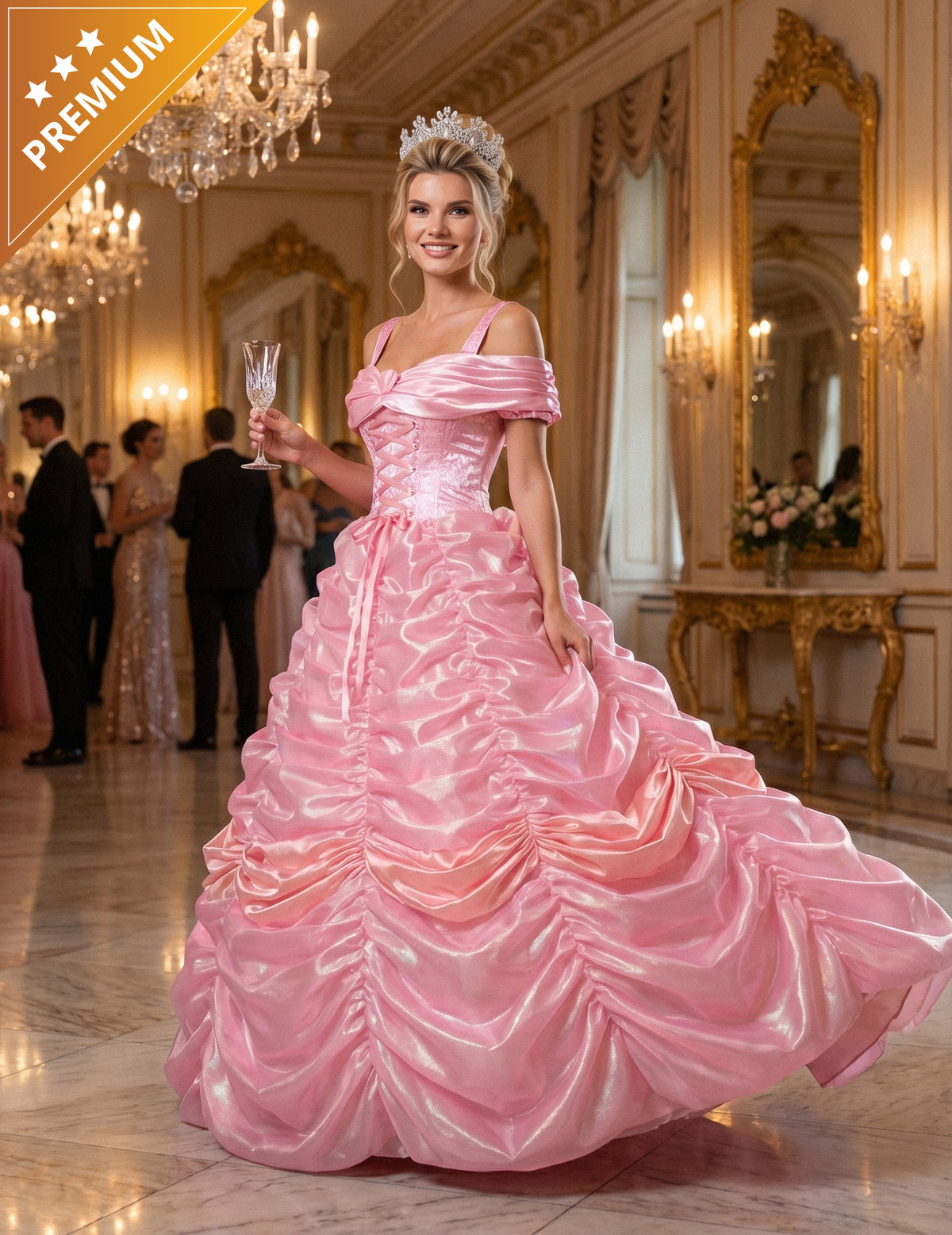 Vrhunski roza kostum princese za ženske