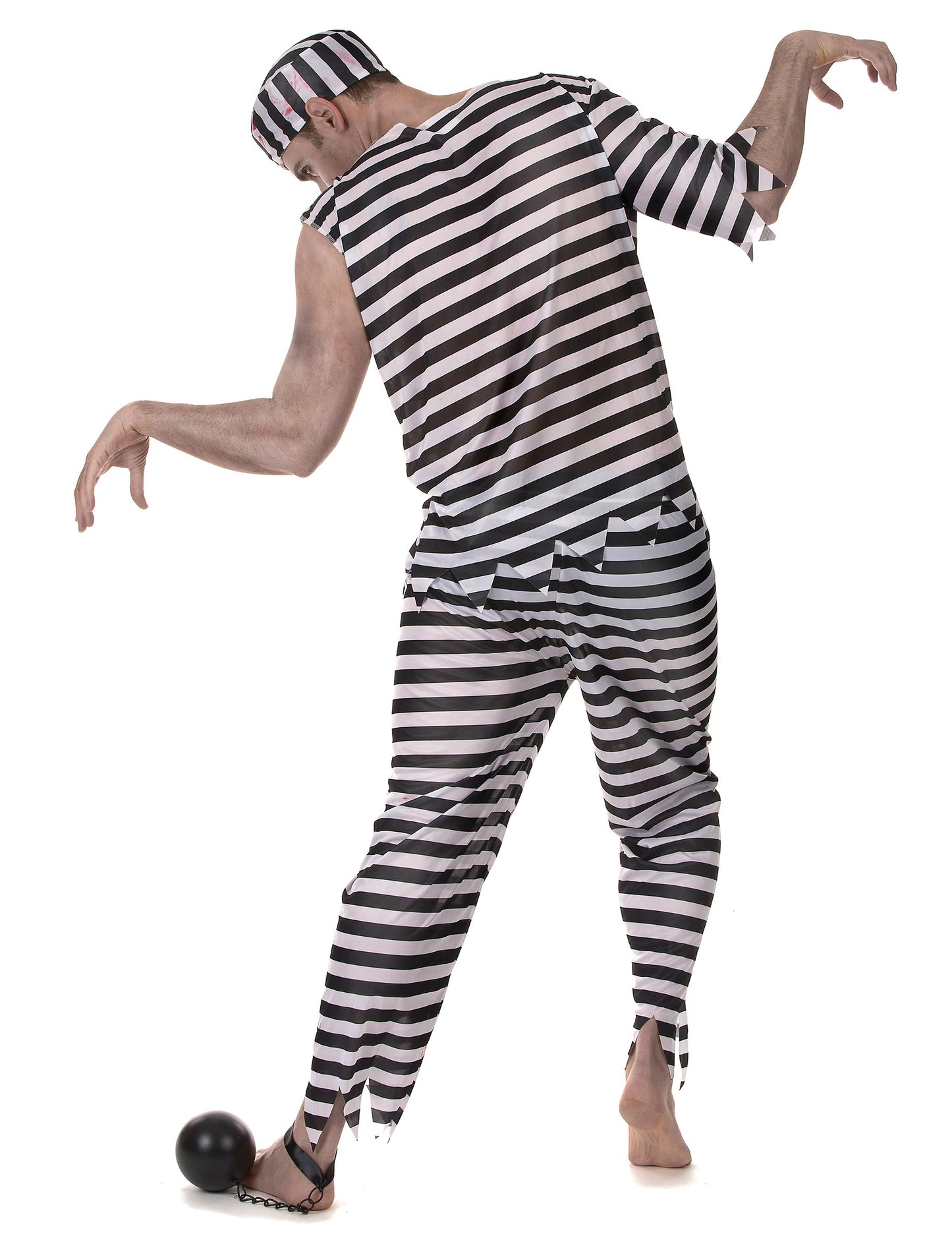 Vue de dos du déguisement prisonnier zombie effrayant pour homme