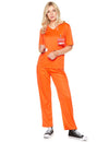 Déguisement de prisonnière pour femme orange avec menottes et badge