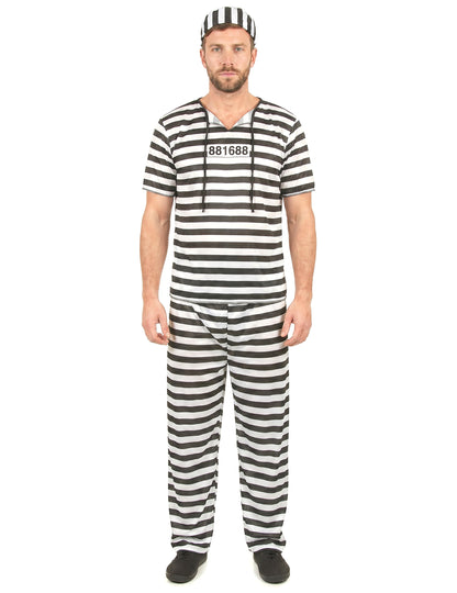 Déguisement prisonnier noir et blanc homme