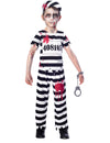 Déguisement prisonnier zombie pour garçon rayé noir et blanc ensanglanté
