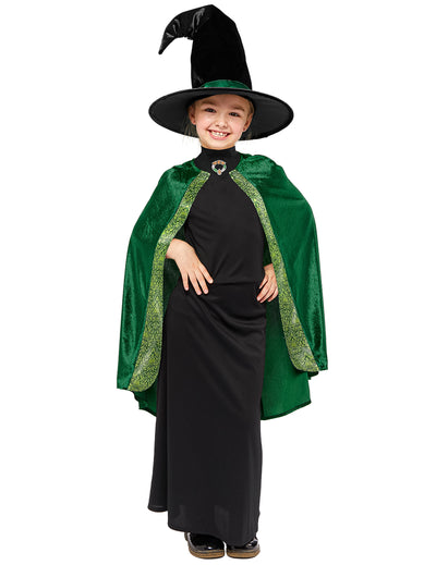 Déguisement professeur McGonagall Harry Potter pour enfant vert et noir avec chapeau de sorcière