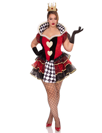 Sexy Queen of Hearts kostum plus velikost za ženske