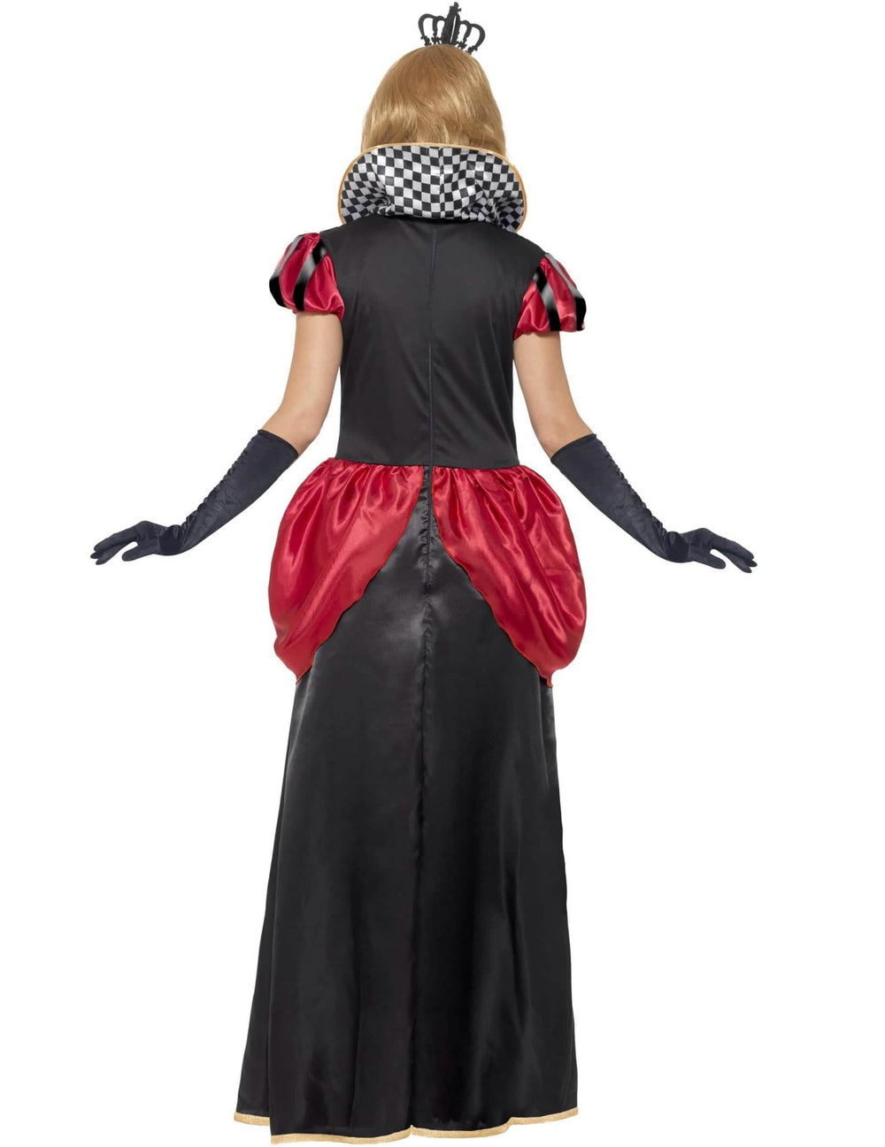 Pogled od zadaj na dolg kostum kraljice src