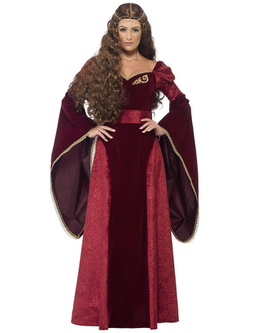 Rdeča srednjeveška kraljica preoblečena ženska