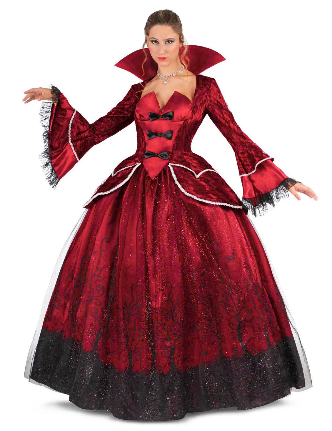 Déguisement reine vampire luxe pour femme rouge et noir