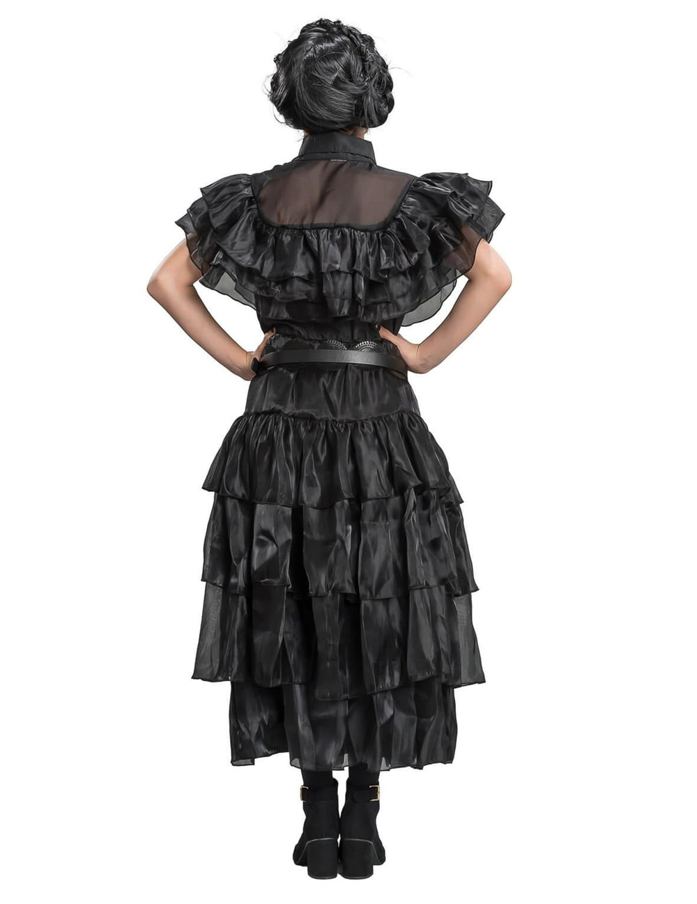 Vue de dos du déguisement robe de bal Mercredi Addams