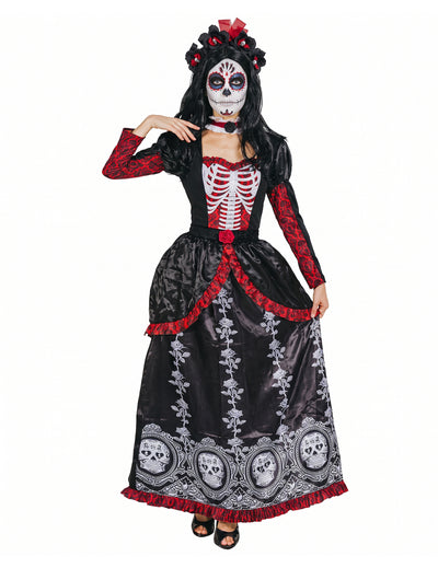 Dia los muertos ženska dolga obleka preoblečena preobleka