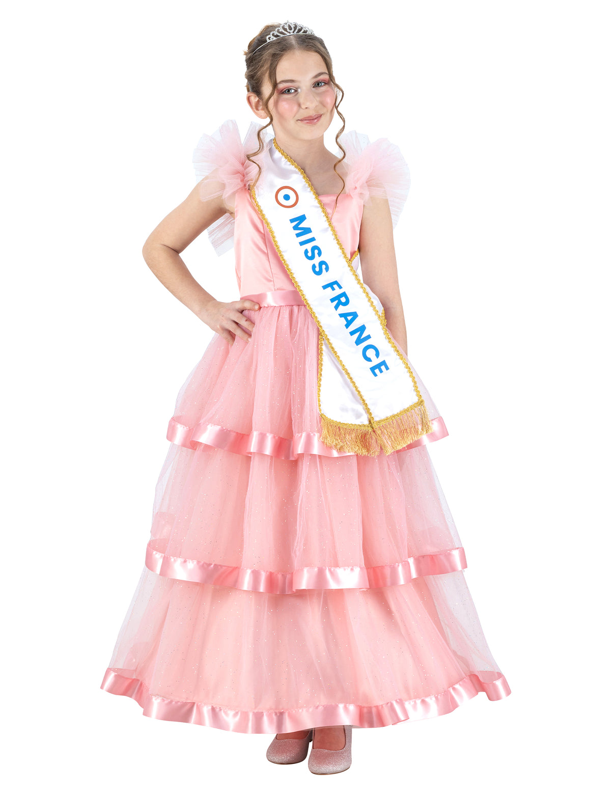 Kostum Roza obleka Miss France™ za deklice