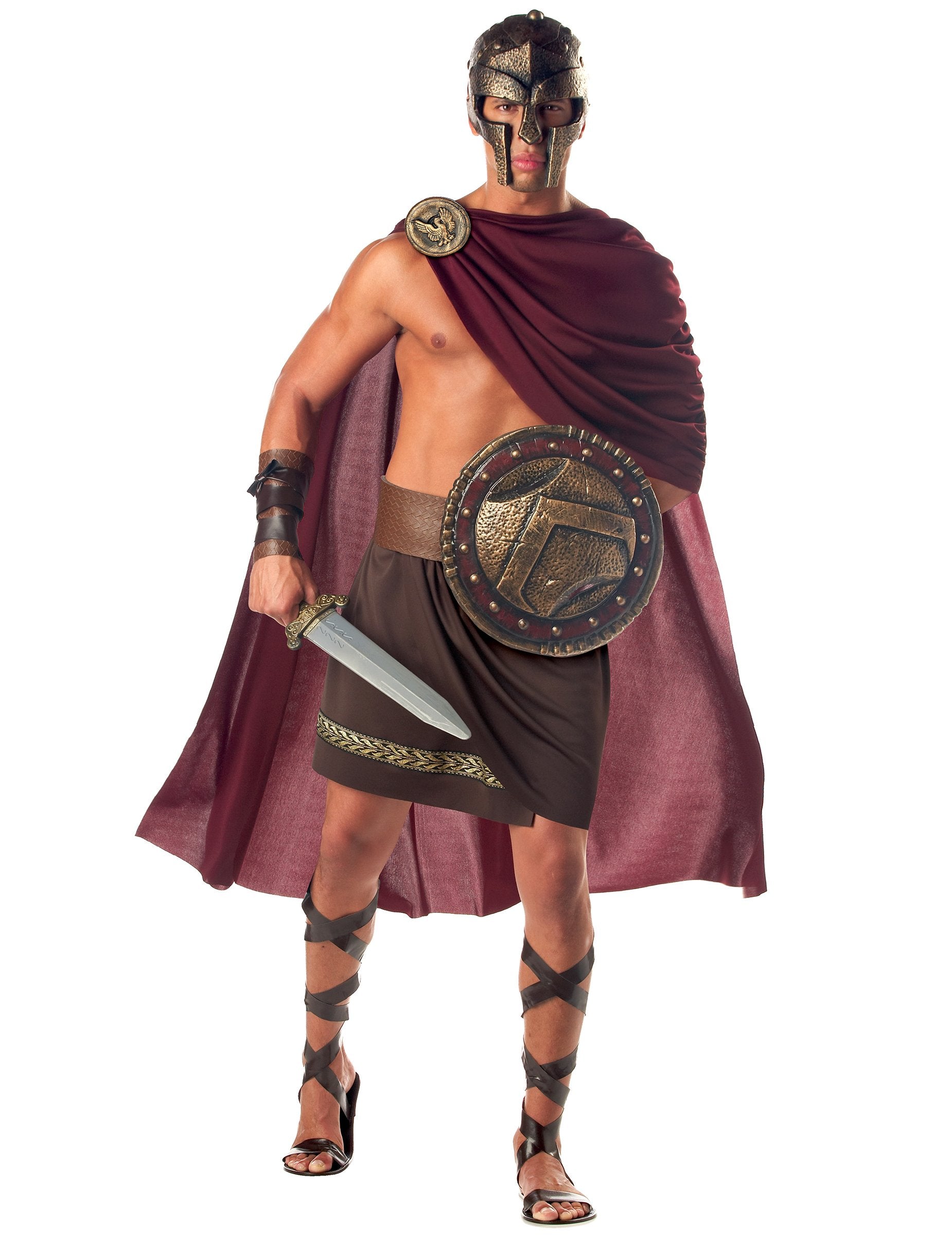 Rimska kostum za odrasle v bordo in rjavi barvi z plaščem