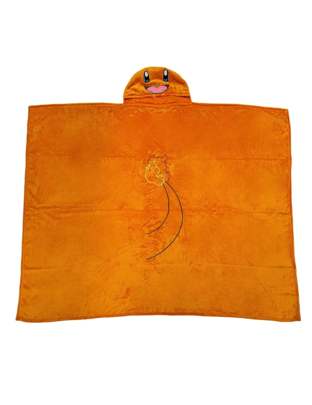 Vue du produit étalé à plat du déguisement plaid polaire à capuche Salamèche Pokémon
