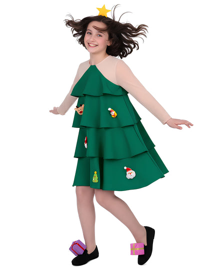 Dekliški kostum božičnega drevesca