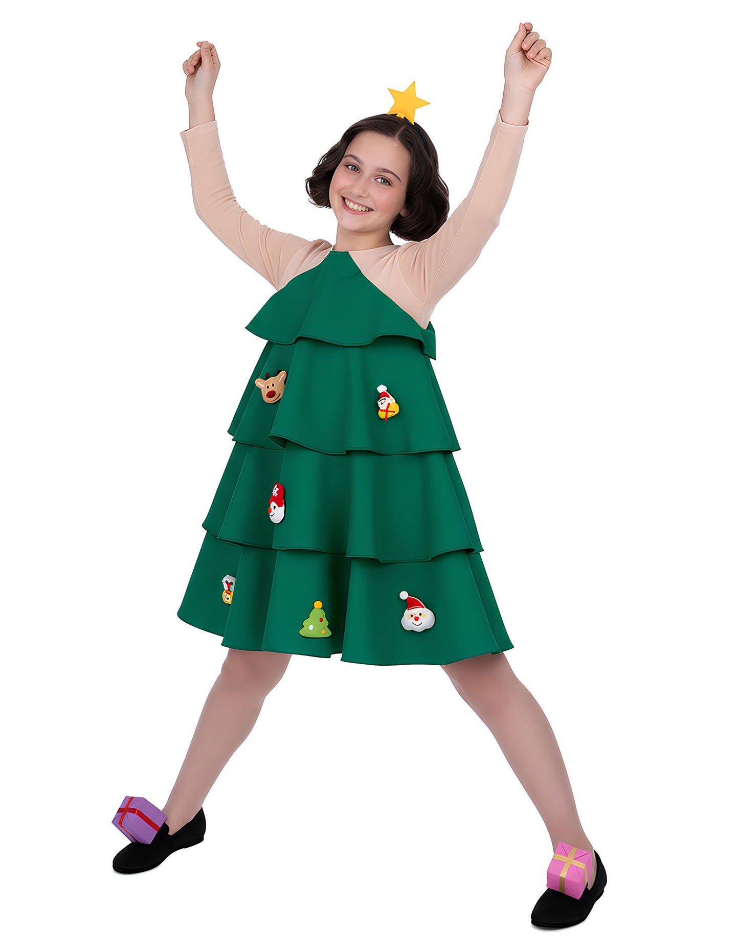 Dekliški kostum božičnega drevesca