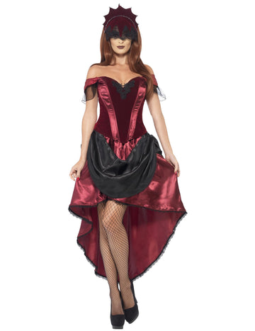 Dégizacija zapeljive beneške za ženske v bordo in črni barvi z čipkastim masko