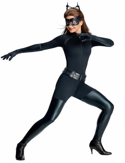 Vue de profil en action du déguisement sexy Catwoman The Dark Knight Rises