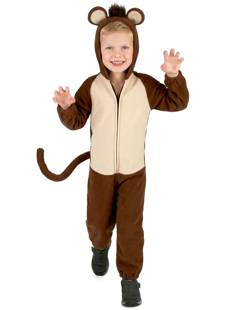 Vue de face du déguisement de singe avec queue pour enfant
