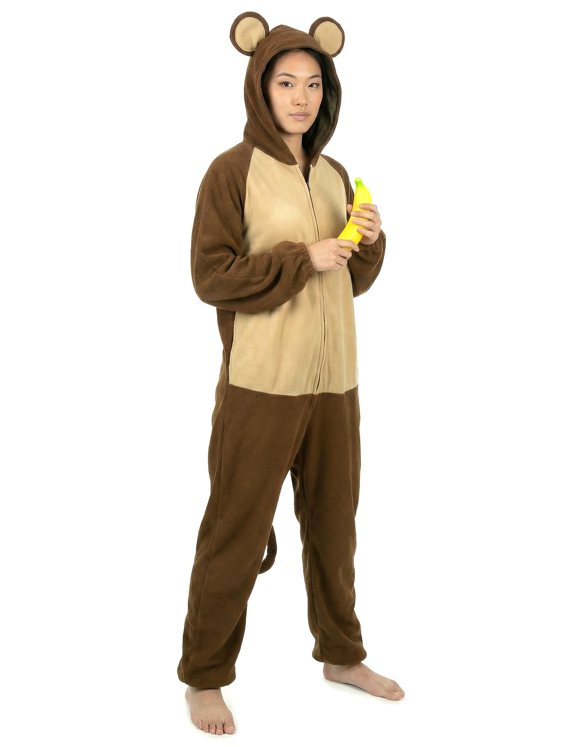 Vue de trois-quarts du déguisement de singe pour femme