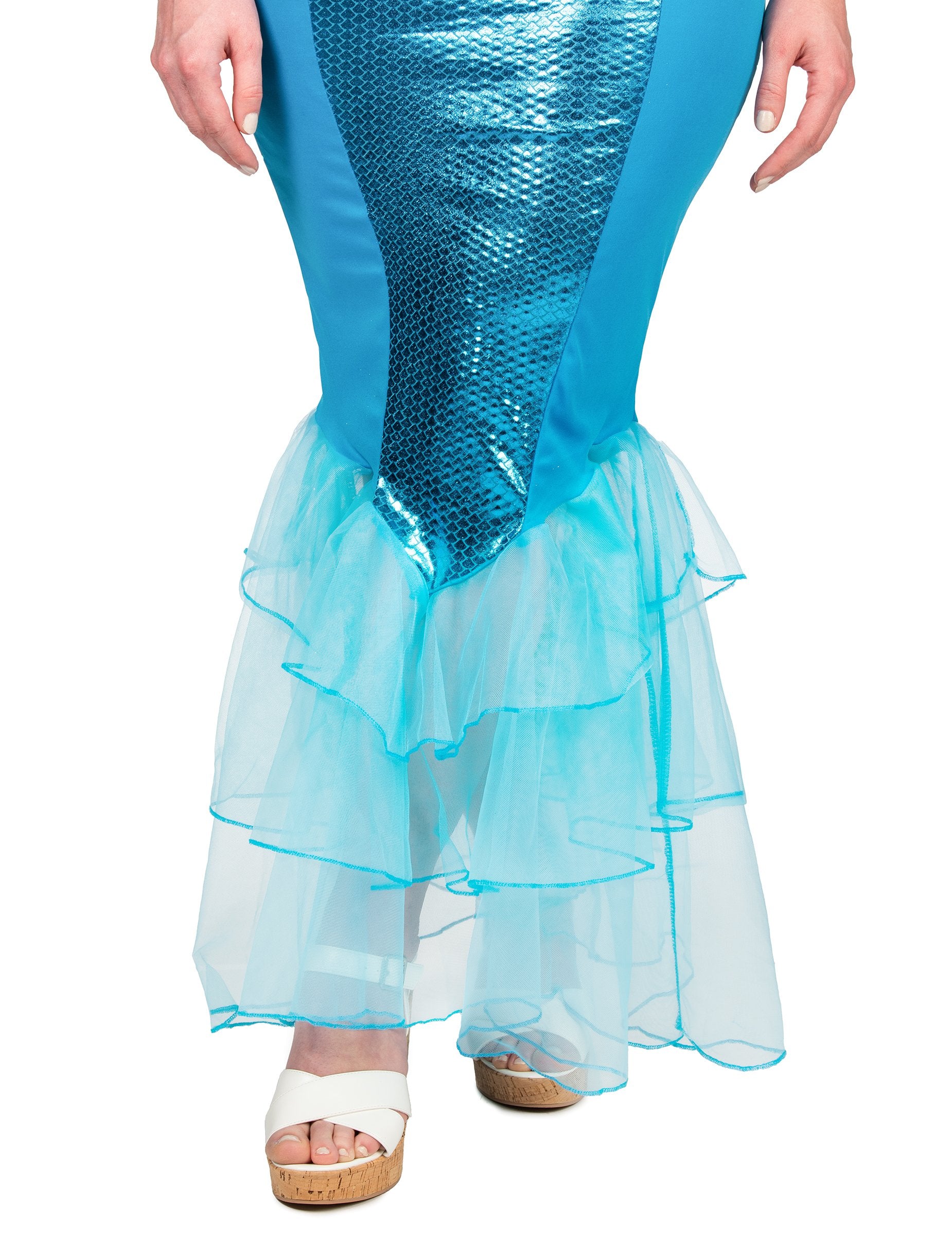 Podrobnost spodnjega dela iz tila in lusk dizajna sirene s bleščicami za ženske