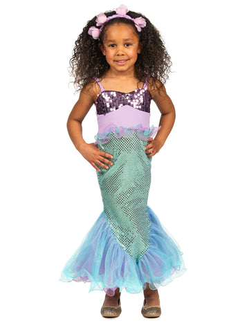 Déguisement sirène à sequins pour fille violet et vert