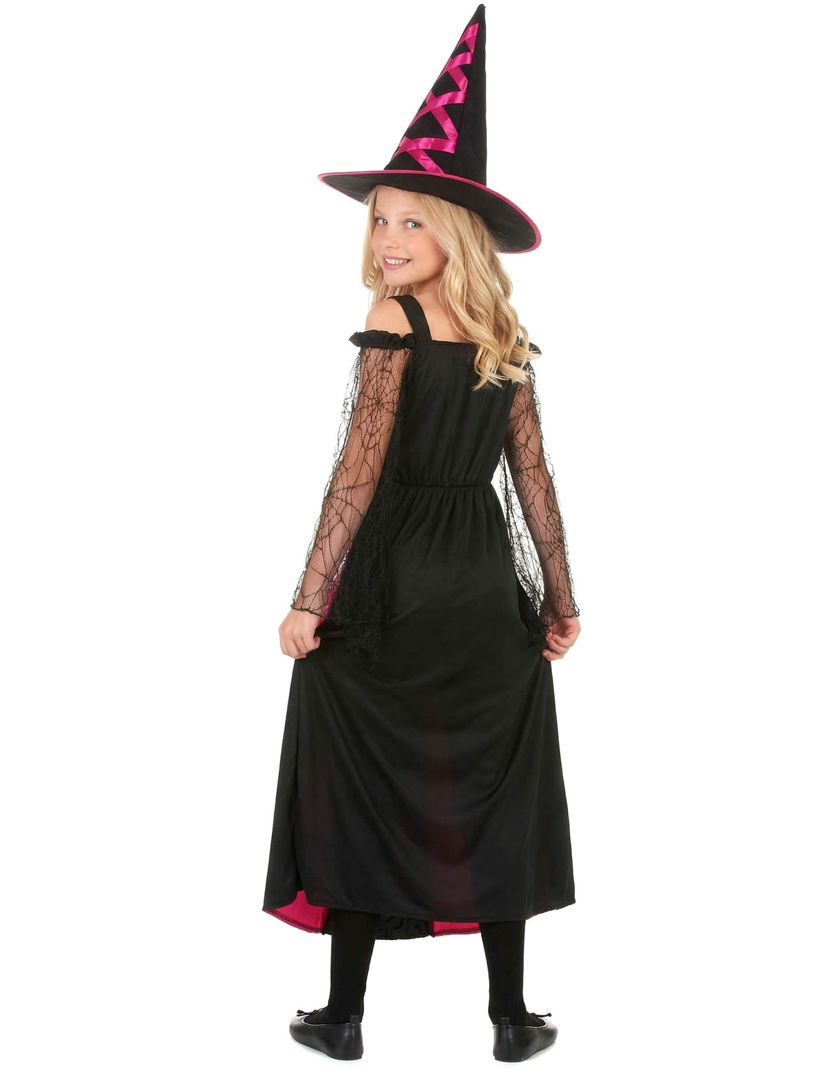 Pogled od zadaj na nazobčano čarovniško preobleko halloween