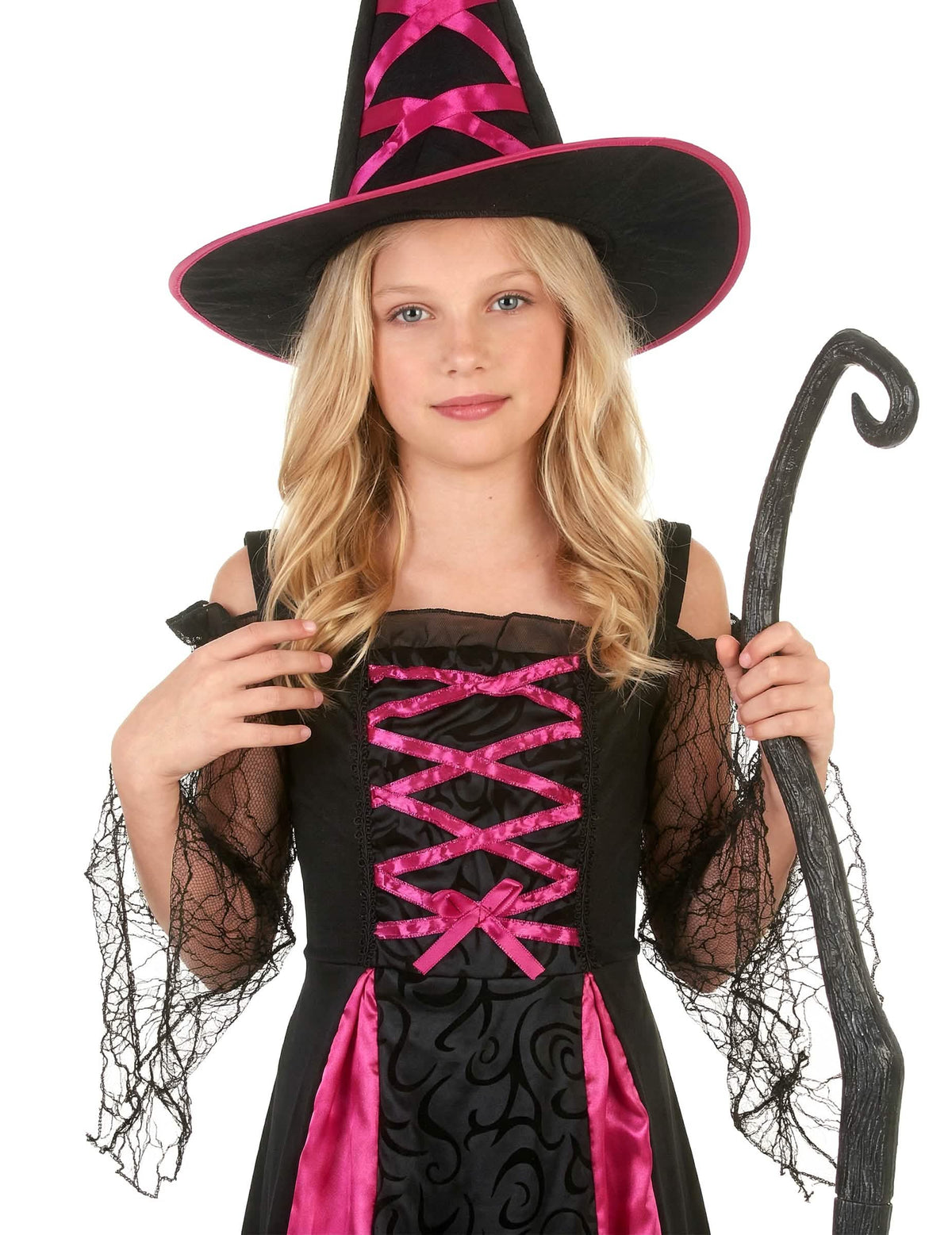 Velik načrt na prsni del in klobuk nazobčanega kostuma čarovnice halloween