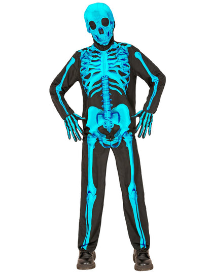 Otroški neonsko moder kostum okostnjaka