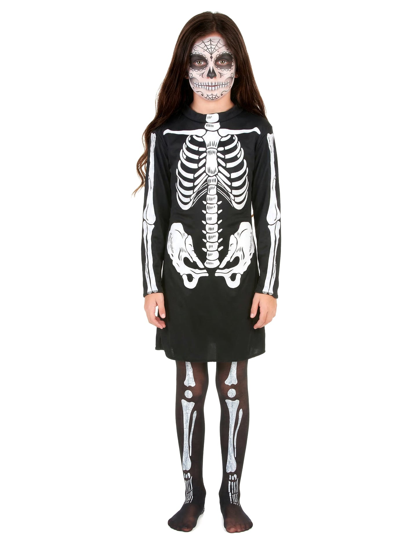 Vue de face du déguisement de squelette Halloween