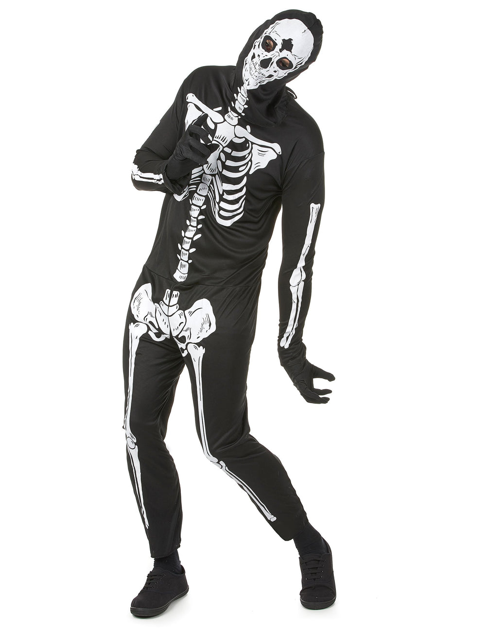 Déguisement de squelette Halloween pour homme noir et blanc