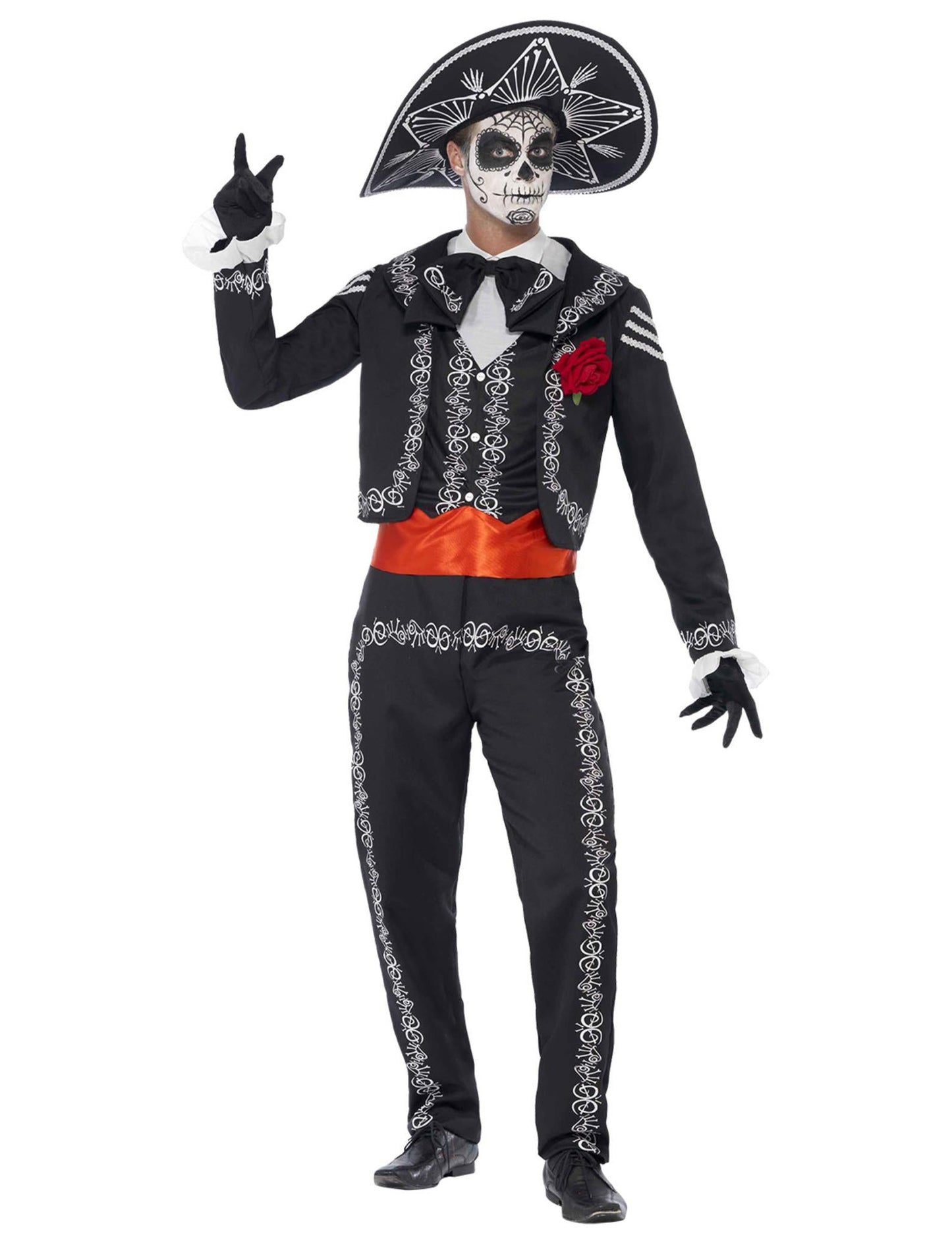 Mehiški skelet preoblečen človek Dia de los Muertos