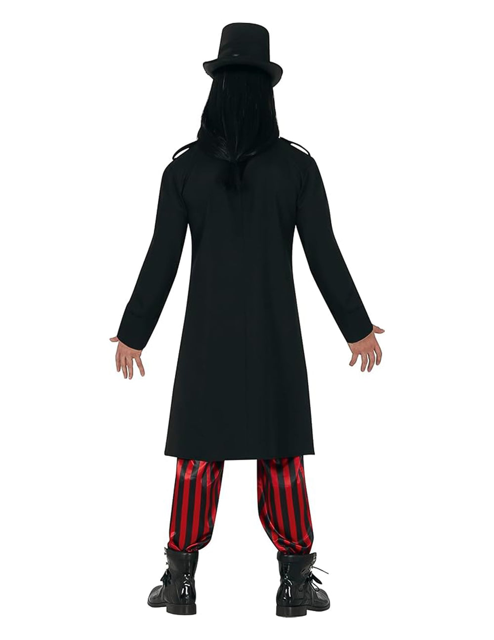 Déguisement Steampunk pour adulte noir et rouge avec haut-de-forme et lunettes