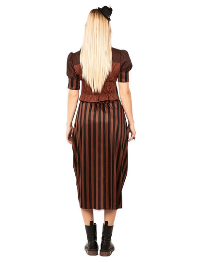 Vue de dos du déguisement steampunk pour femme