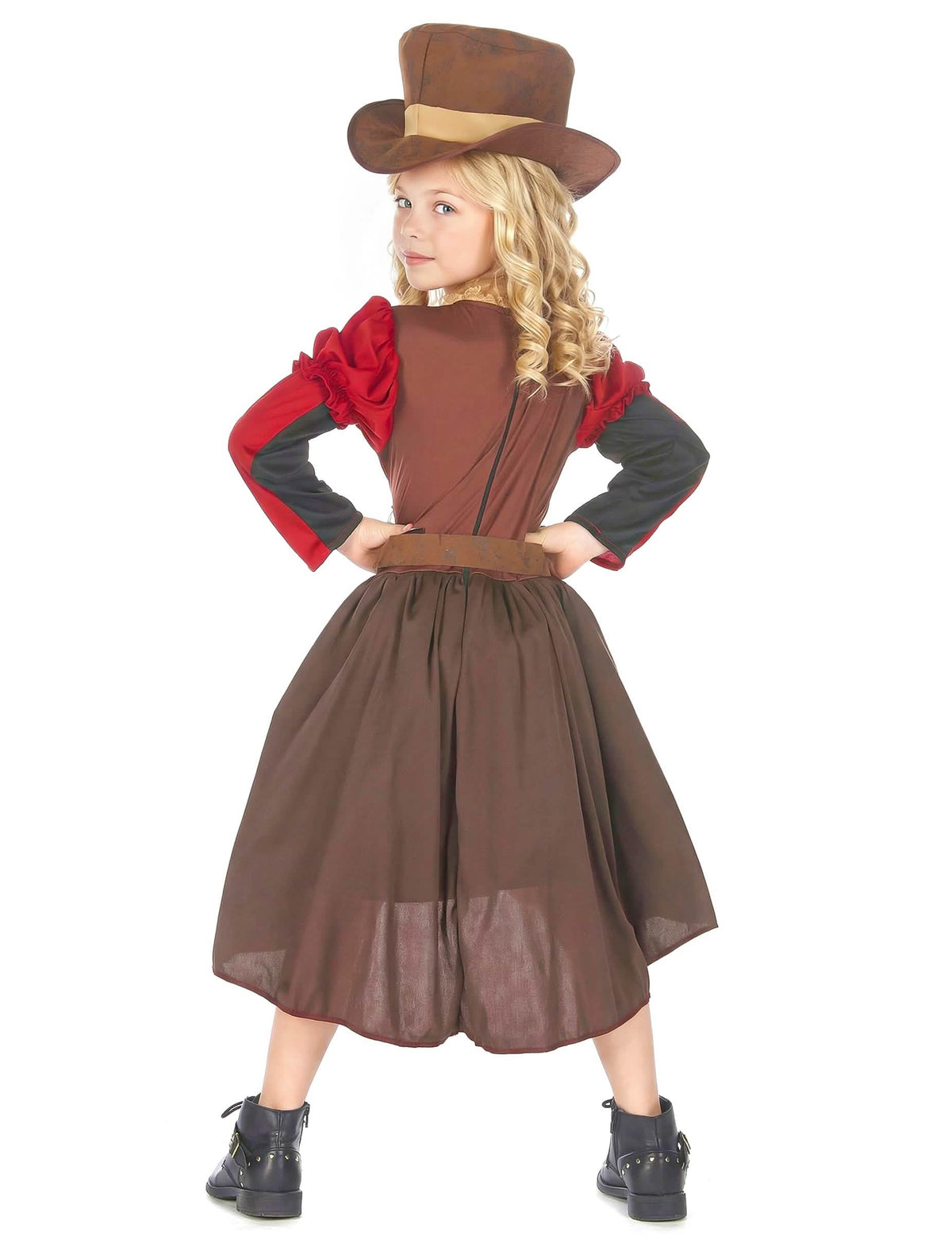 Pogled od zadaj luksuzne steampunk preobleke za dekle