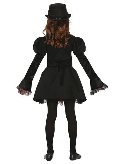 Vue de dos du déguisement Steampunk rouge glamour
