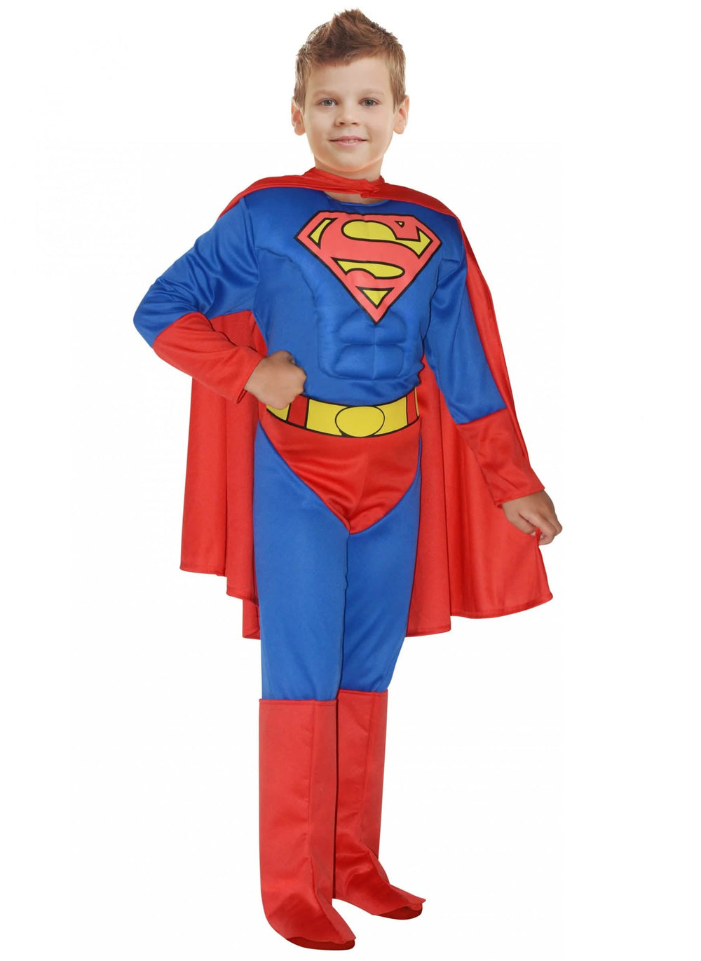 Pogled od zadaj na mišičasti kostum Superman za dečka