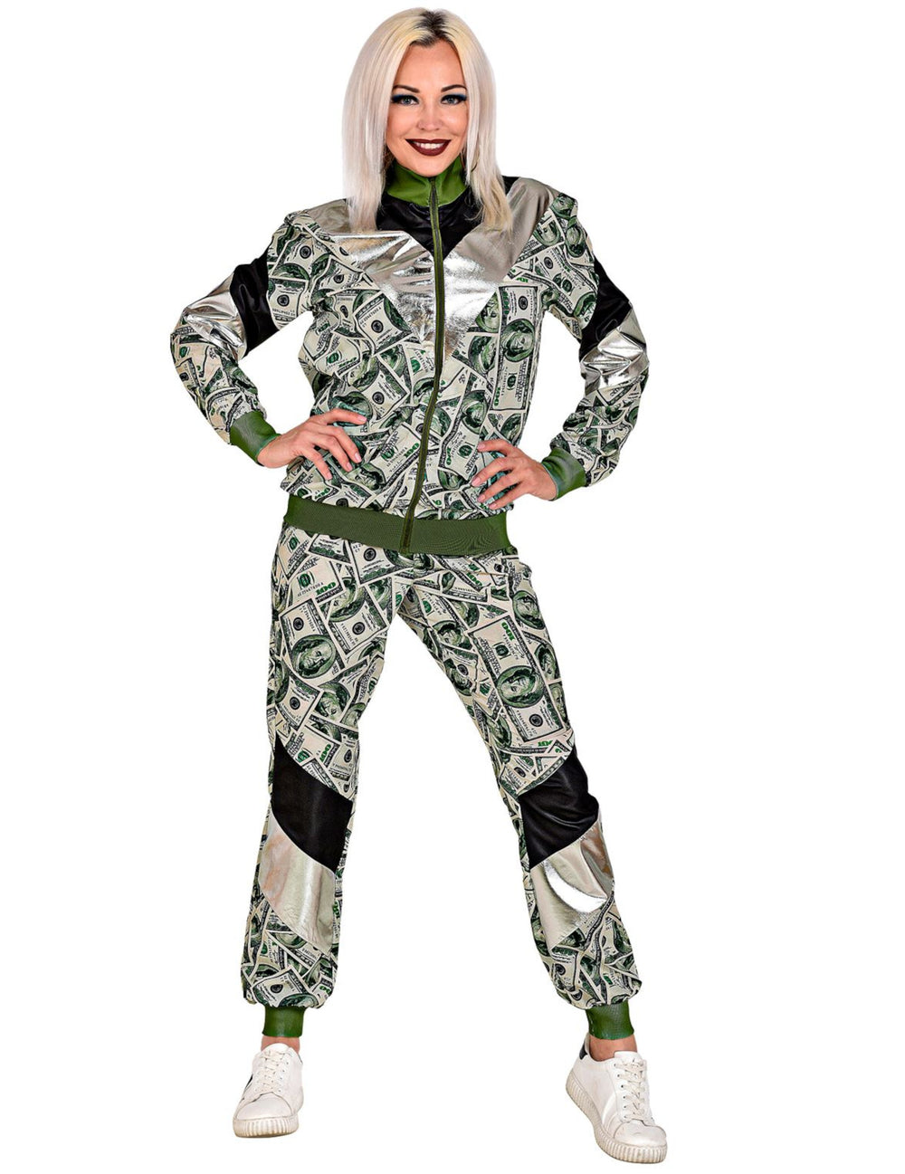 Vue de face du déguisement survêtement billet dollar