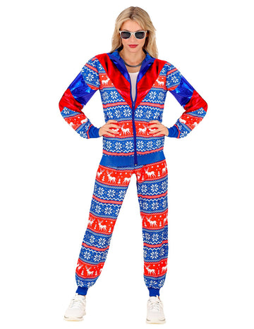 Modro-rdeča božična trenirka za odrasle