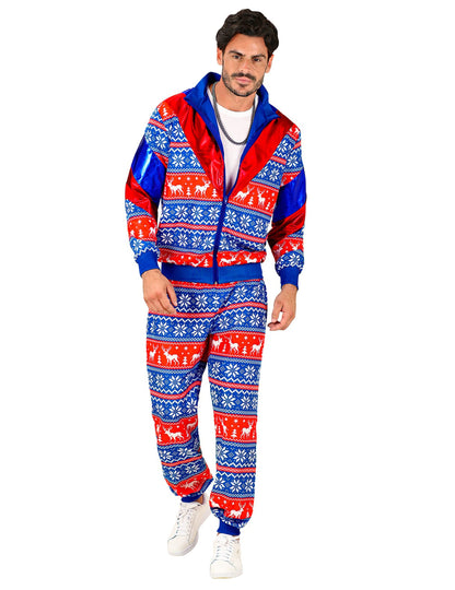 Modro-rdeča božična trenirka za odrasle