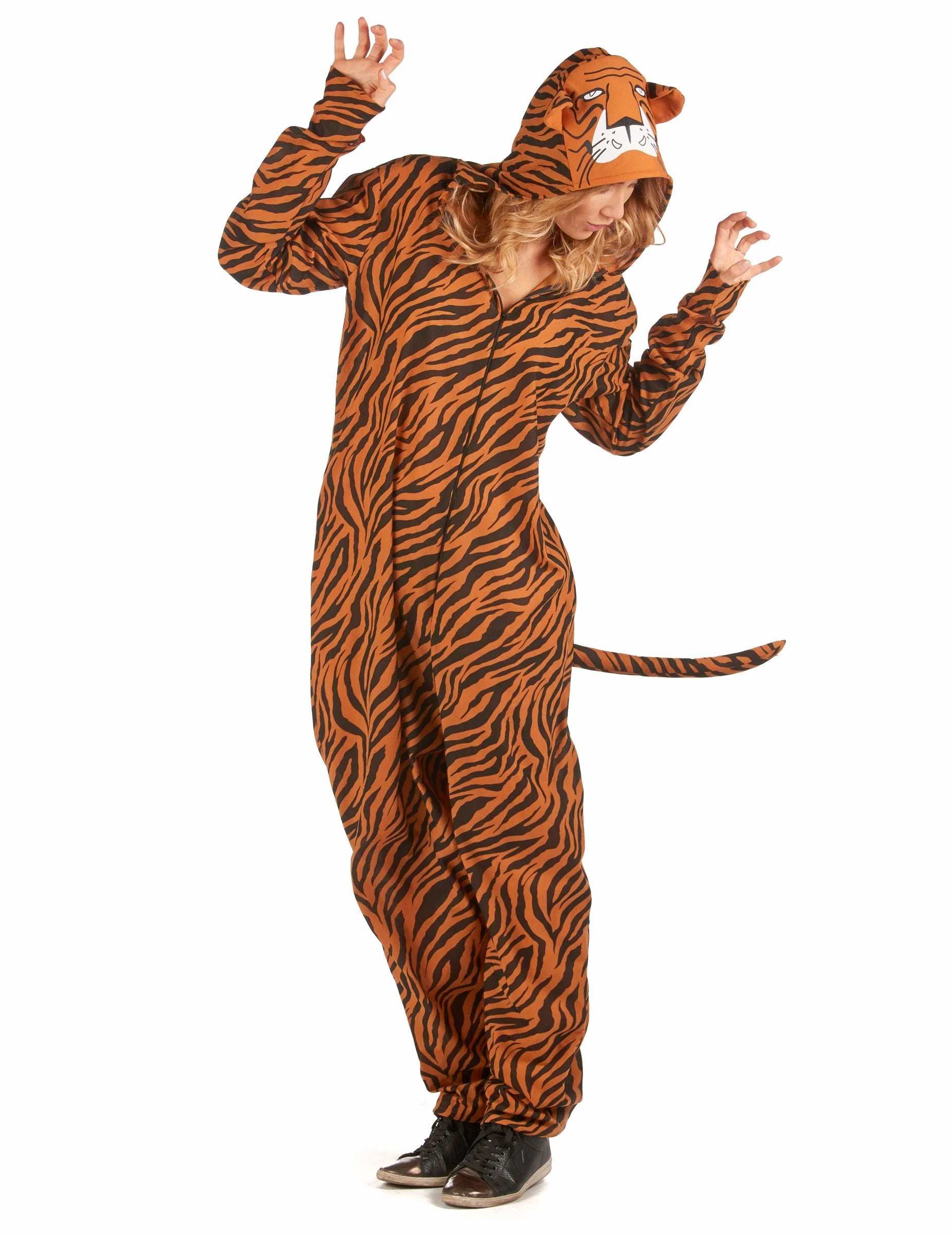 Vue de profil du déguisement tigre pour femme