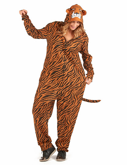 Vue de face du déguisement tigre pour femme