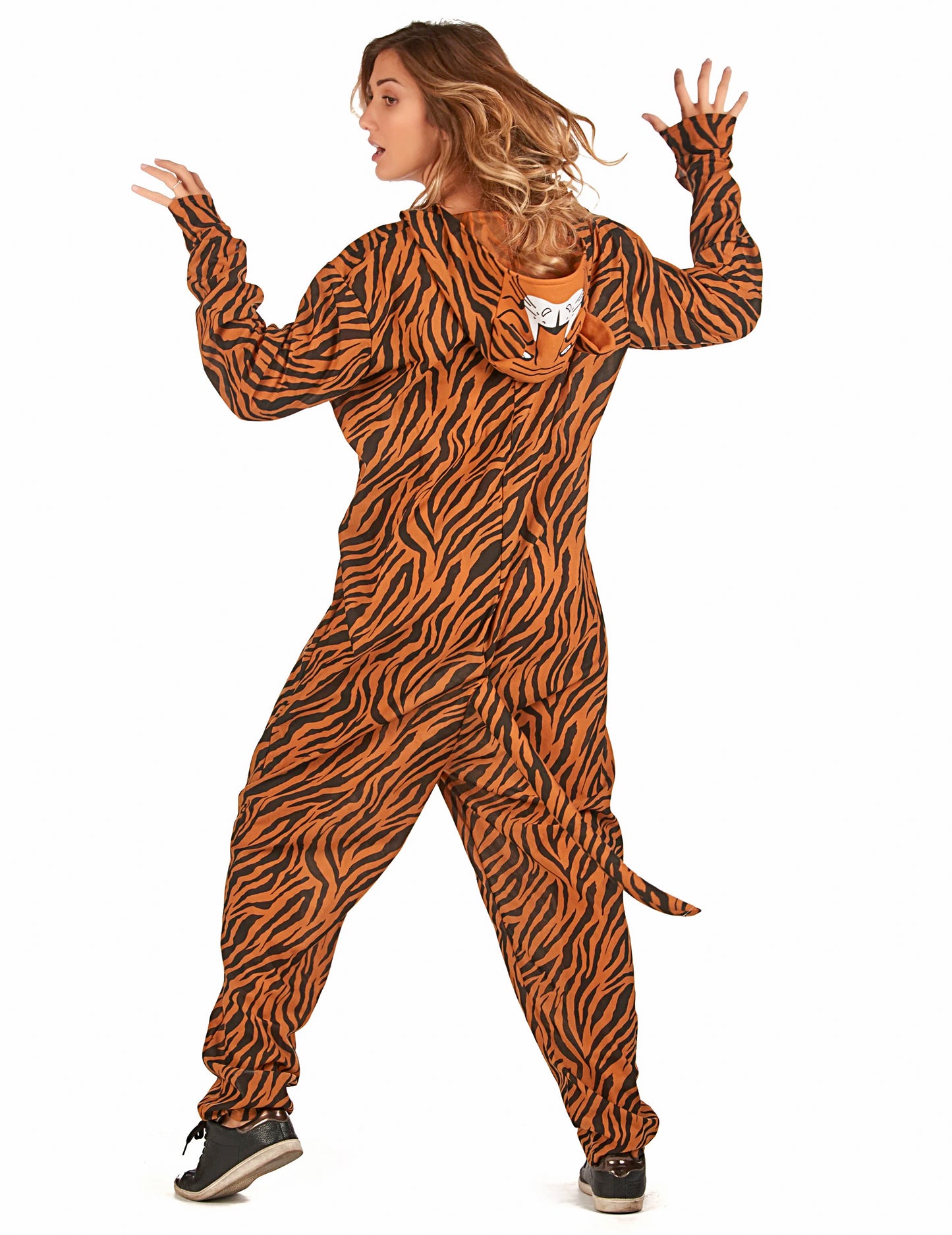 Vue de dos du déguisement tigre pour femme