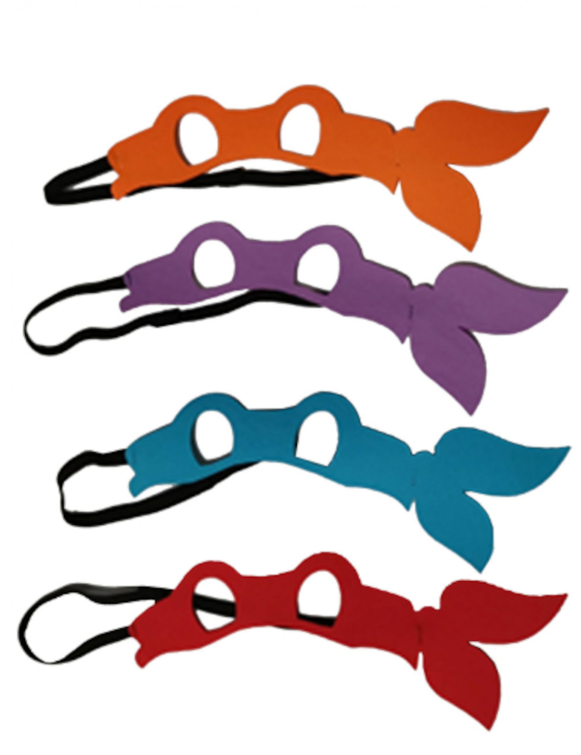 Détail des 4 masques interchangeables du déguisement Tortue Ninja pour femme